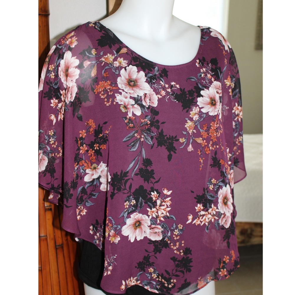NWT Apt. 9  purple floral blouse